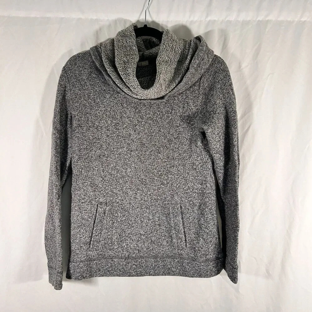 J Crew Sweater Women's Small Grey Long Sleeve Mock Neck Pockets Wool Blend